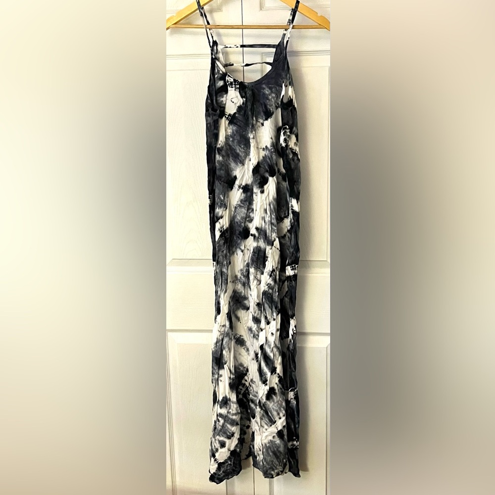 Navy and White Tie-Dye Maxi Cover Up